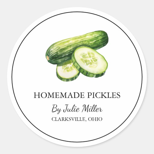 Simple Homemade Cucumber Pickles Label (Front)