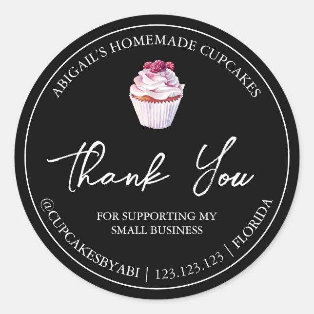 Simple Homemade Cupcake Thank You Label (Front)