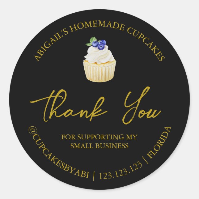 Simple Homemade Cupcakes Thank You Label (Front)