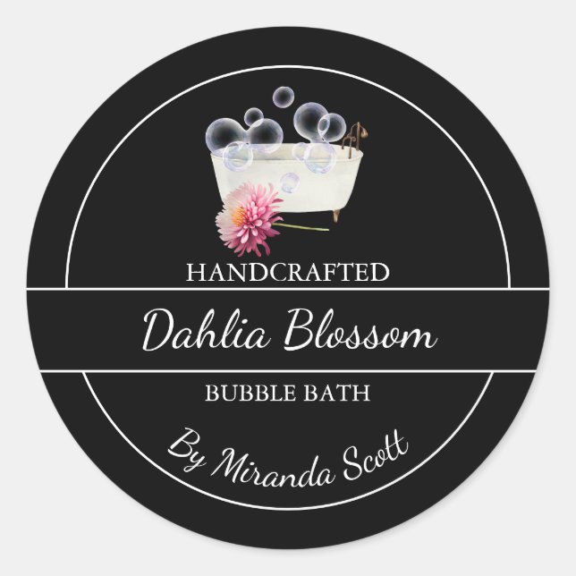 Simple Homemade Dahlia Bubble Bath Label (Front)