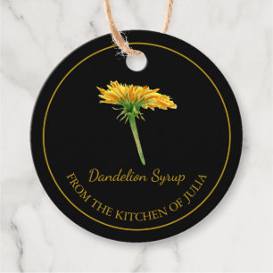 Simple Homemade Dandelion Syrup Hang Tag l Black