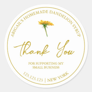 Simple Homemade Dandelion Syrup Thank You Label