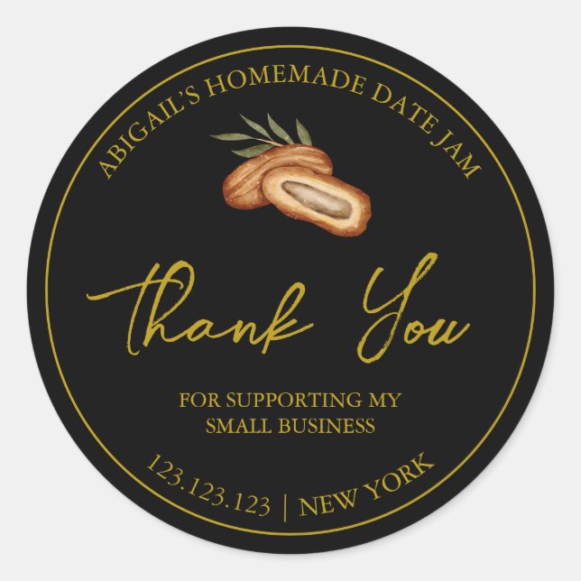 Simple Homemade Date Jam Thank You Label (Front)