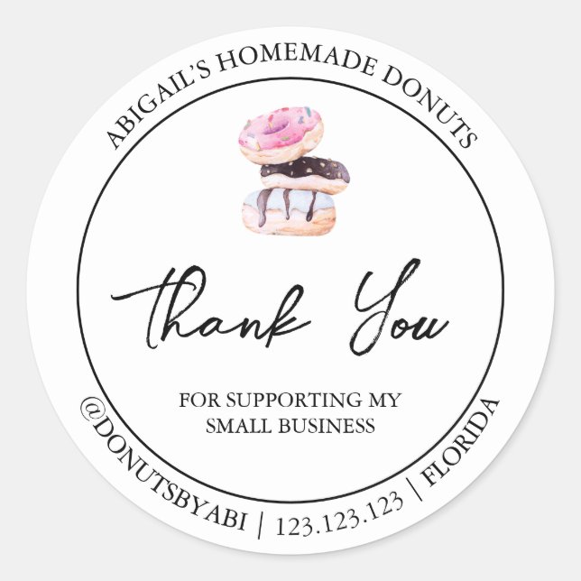 Simple Homemade Doughnut Thank You Label (Front)