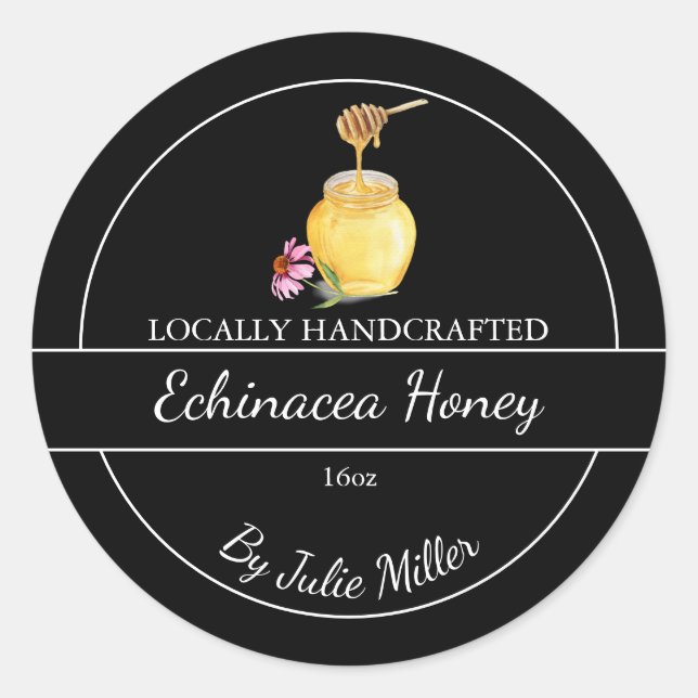 Simple Homemade Echinacea infused Honey Label (Front)