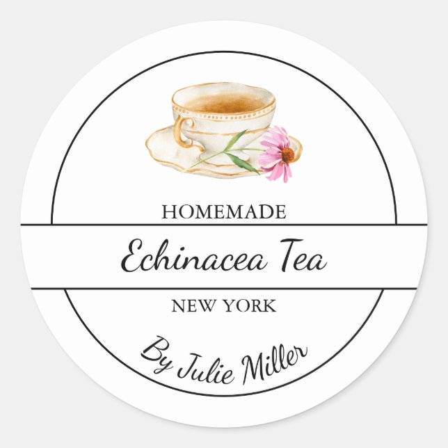 Simple Homemade Echinacea Tea Label (Front)