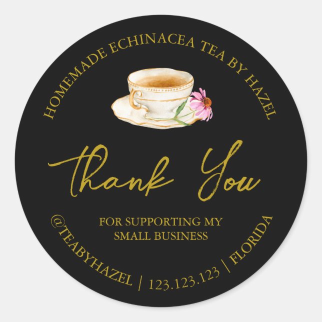 Simple Homemade Echinacea Tea Thank You Label (Front)