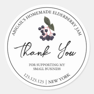 Simple Homemade Elderberry Jam Thank You Label