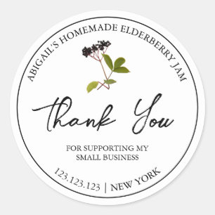Simple Homemade Elderberry Jam Thank You Label