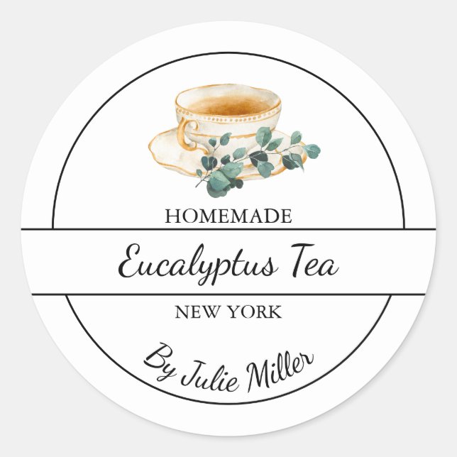 Simple Homemade Eucalyptus Tea Label (Front)