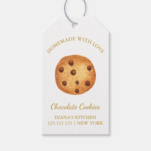Simple Homemade Fresh Cookies Hang Tag | White (Front)