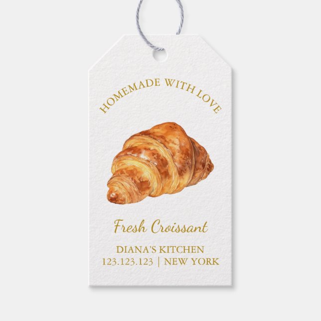 Simple Homemade Fresh Croissant Hang Tag | White (Front)