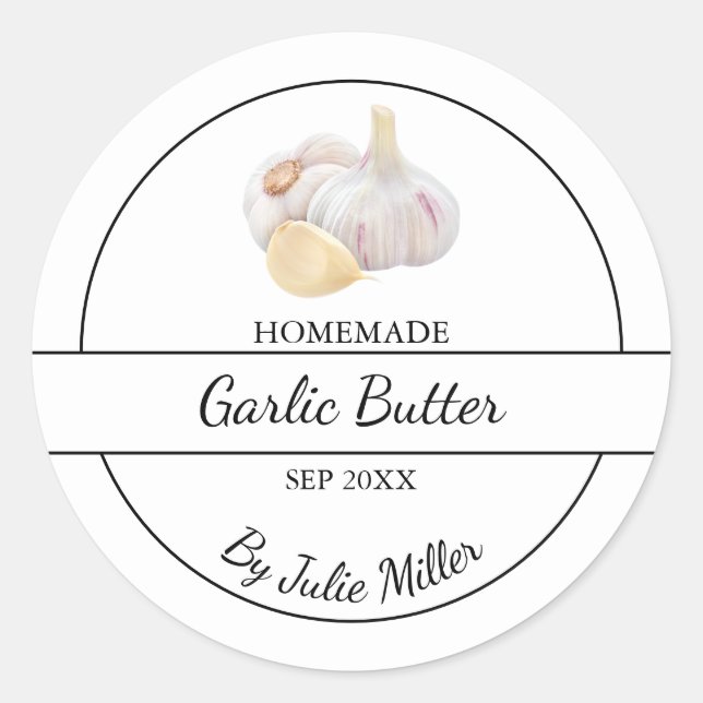 Simple Homemade Garlic Butter Label (Front)