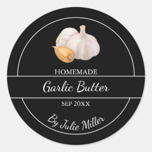 Simple Homemade Garlic Butter Label Black