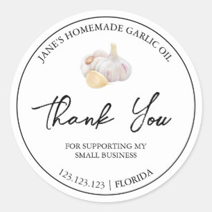 Simple Homemade Garlic Oil Thank You Label