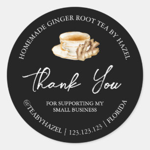 Simple Homemade Ginger Root Tea Thank You Label