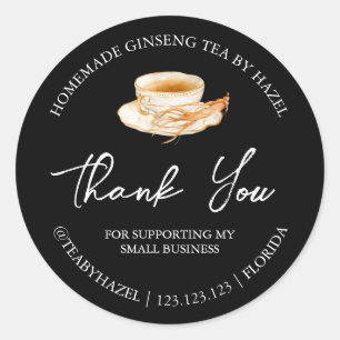 Simple Homemade Ginseng Root Tea Thank You Label
