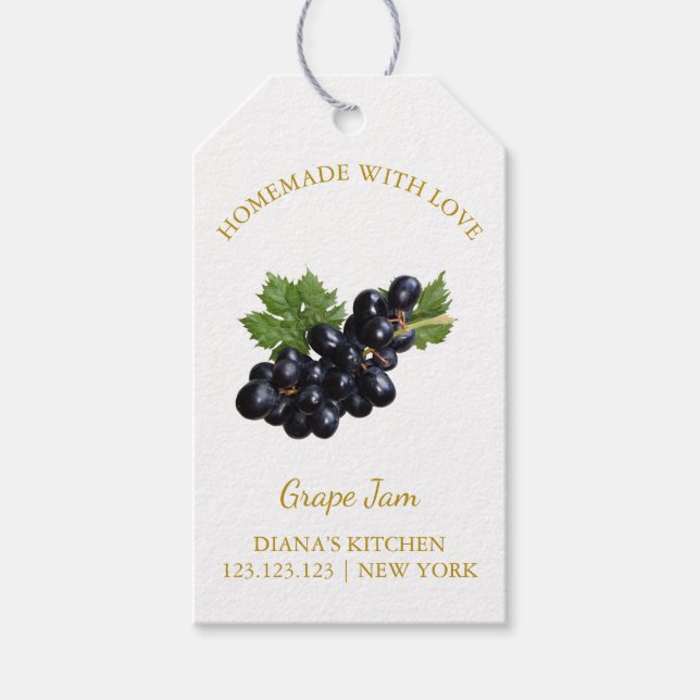Simple Homemade Grape Jam Hang Tag l White (Front)