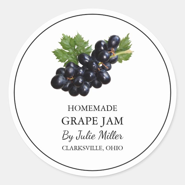 Simple Homemade Grape Jam Label (Front)