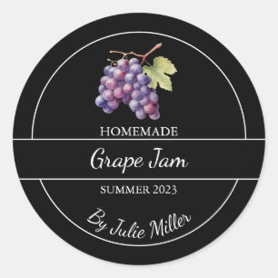 Simple Homemade Grape Jam Label Black