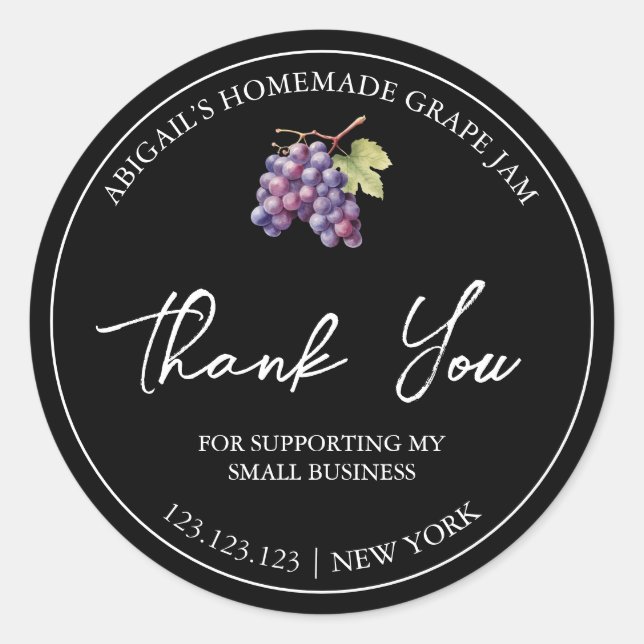 Simple Homemade Grape Jam Thank You Label (Front)