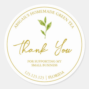 Simple Homemade Green Tea Thank You Label