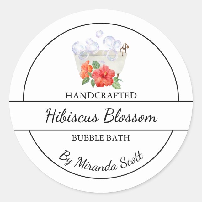 Simple Homemade Hibiscus Bubble Bath Label (Front)