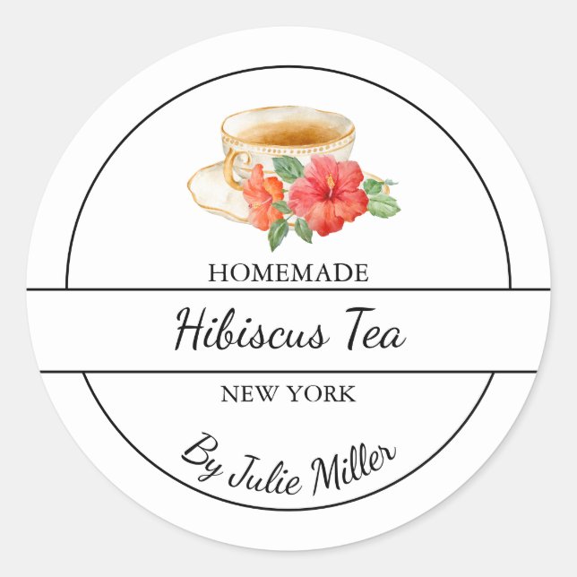 Simple Homemade Hibiscus Tea Label (Front)