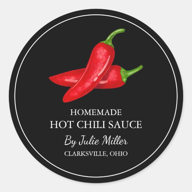 Simple Homemade Hot Chilli Sauce Label (Front)
