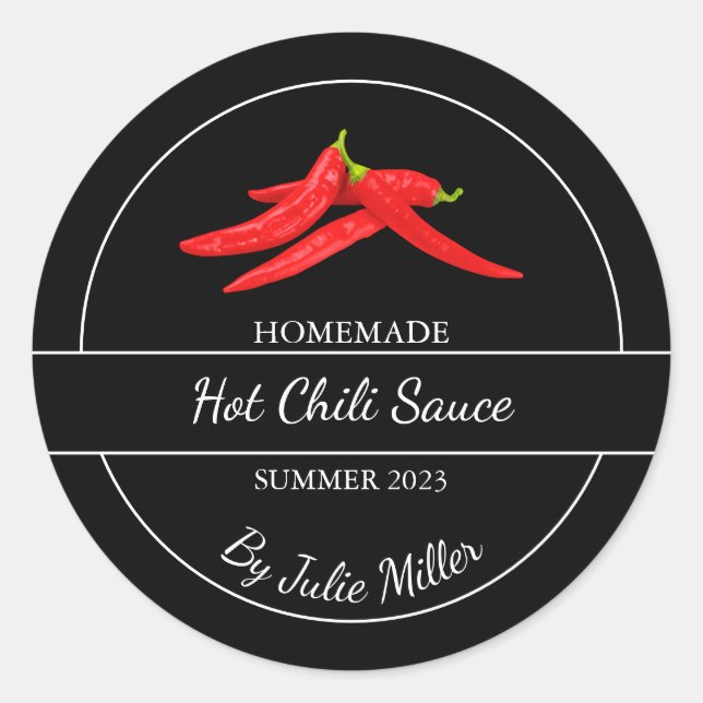 Simple Homemade Hot Chilli Sauce Label (Front)