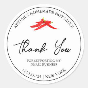 Simple Homemade Hot Chilli Sauce Thank You Label