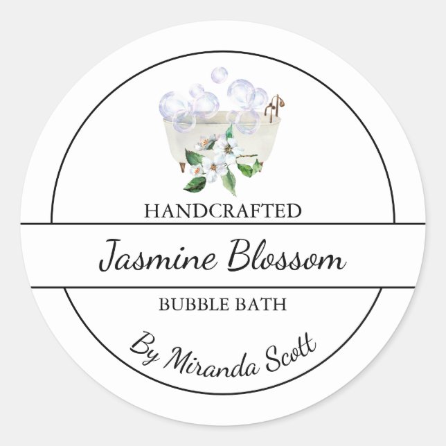 Simple Homemade Jasmine Bubble Bath Label (Front)
