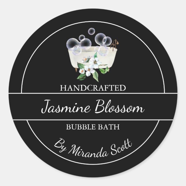 Simple Homemade Jasmine Bubble Bath Label (Front)