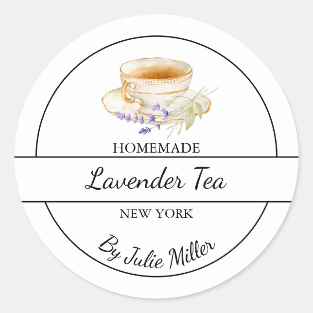 Simple Homemade Lavender Tea Label (Front)