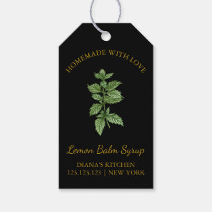 Simple Homemade Lemon Balm Syrup Hang Tag l Black