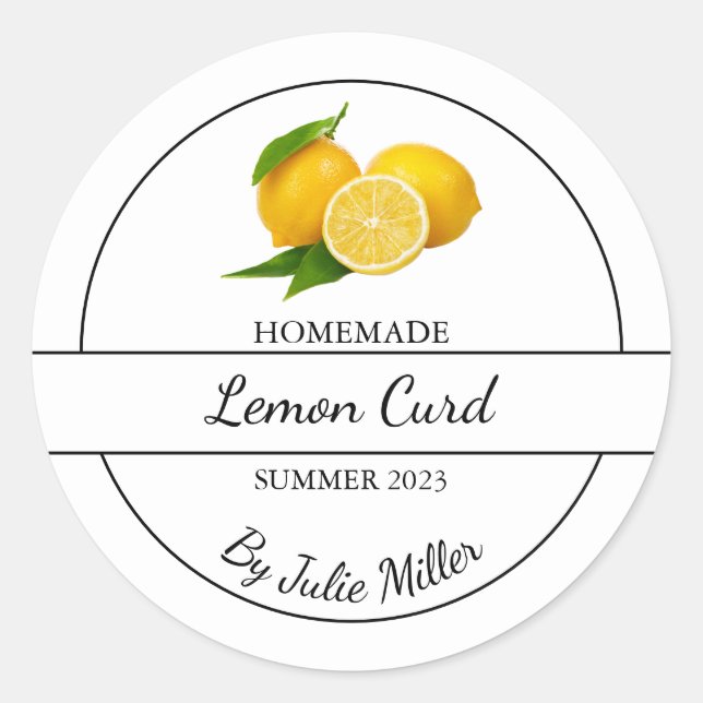 Simple Homemade Lemon Curd Label (Front)
