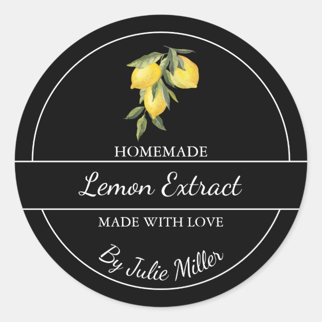 Simple Homemade Lemon Extract Label (Front)