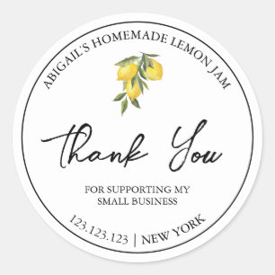 Simple Homemade Lemon Jam Thank You Label