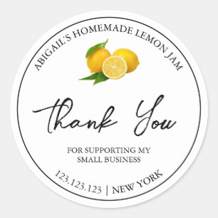 Simple Homemade Lemon Jam Thank You Label