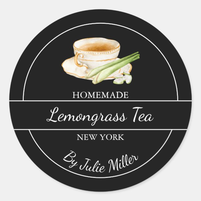 Simple Homemade Lemongrass Tea Label (Front)