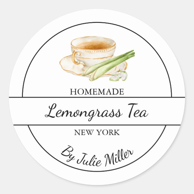 Simple Homemade Lemongrass Tea Label (Front)