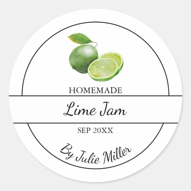Simple Homemade Lime Jam Label (Front)