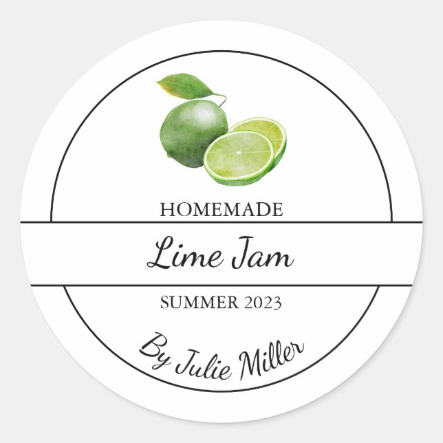 Simple Homemade Lime Jam Label (Front)