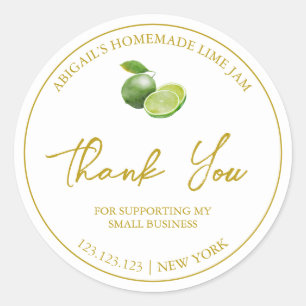 Simple Homemade Lime Jam Thank You Label