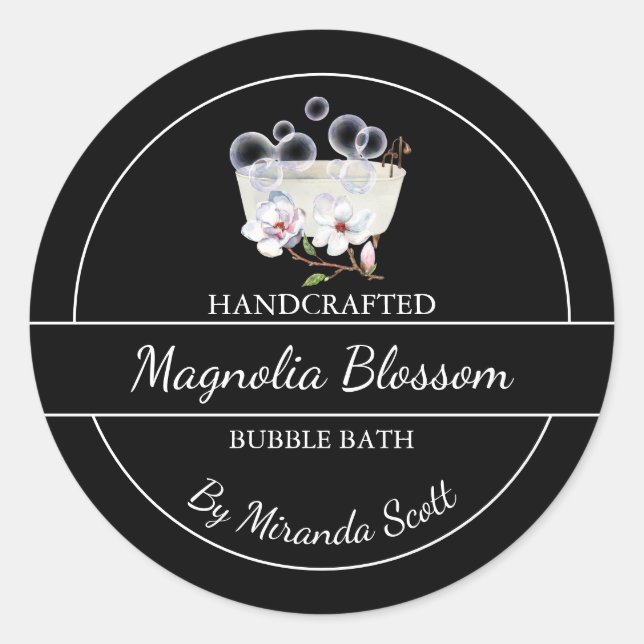 Simple Homemade Magnolia Bubble Bath Label (Front)
