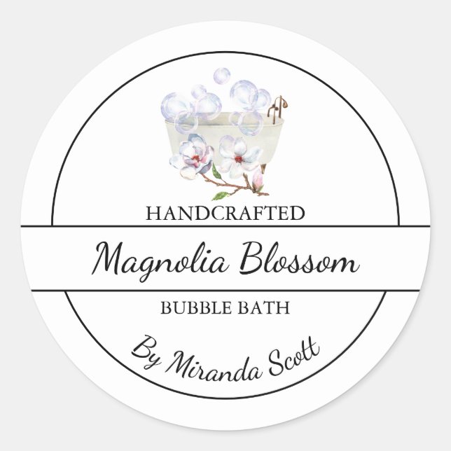 Simple Homemade Magnolia Bubble Bath Label (Front)
