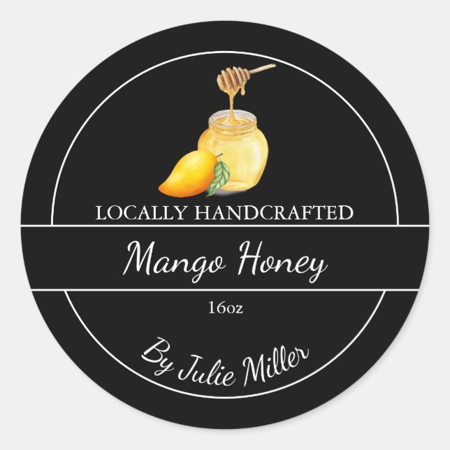 Simple Homemade Mango infused Honey Label (Front)