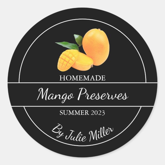 Simple Homemade Mango Preserves Label (Front)