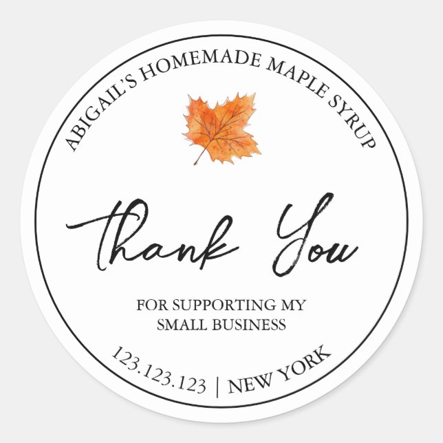 Simple Homemade Maple Syrup Thank You Label (Front)