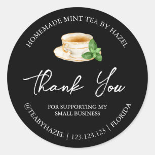 Simple Homemade Mint Tea Thank You Label